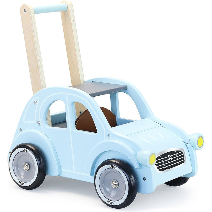 Kids Retro Citreon Wooden Toy Car Pusher & Walker | Baby Blue