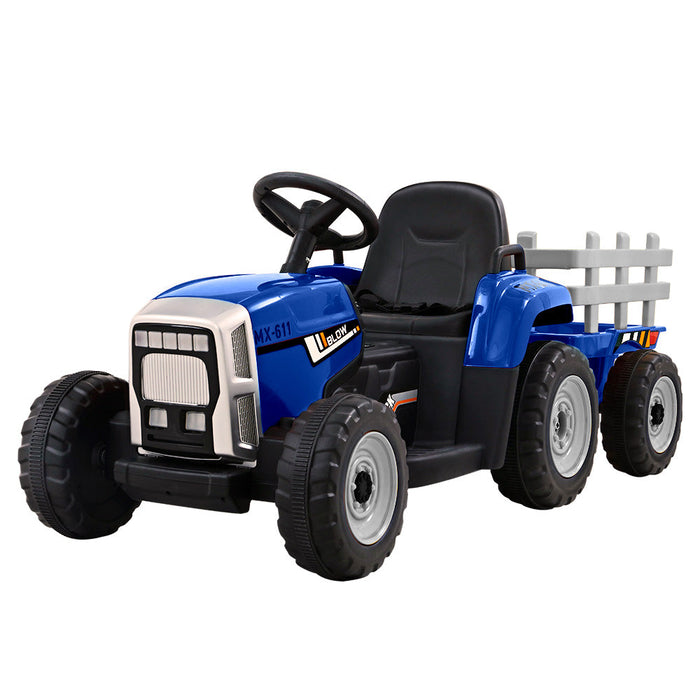 Tractor with Detachable Trailer Kids Ride On Electric Car | Royal Blue