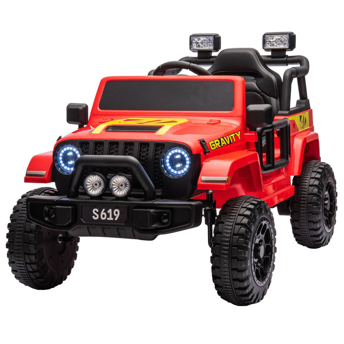 Toyota Jeep Inspired Kids Ride On Car with Remote Control & Detachable Shovel | Cherry Red