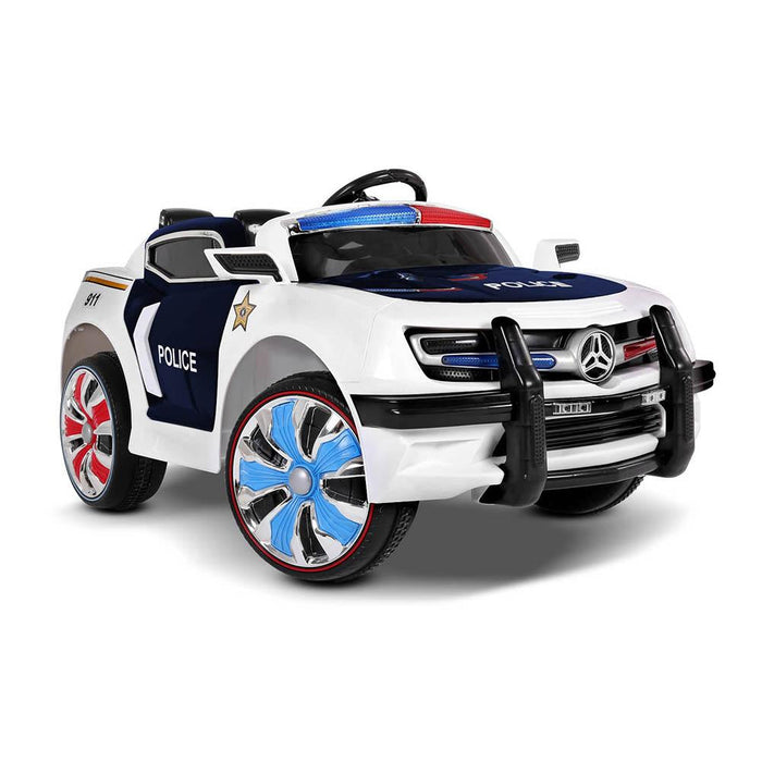 Police Inspired Kids Ride On Car with Remote Control | White/Black