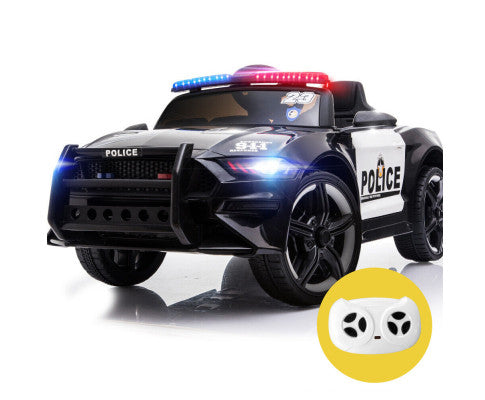 Ford Mustang GT350 Police Inspired Kids Ride On Car with Remote Control | White/Black
