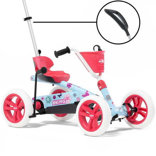 Berg Buzzy 2-in-1 Kids Push & Pedal Powered Go Kart with Basket & Stickers | Bloom