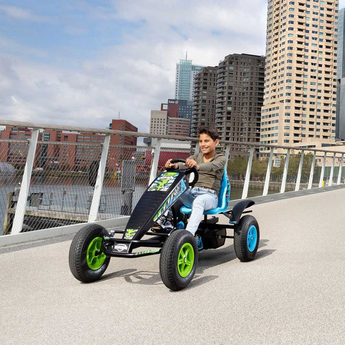 Berg Extra X-ITE Kids & Adults Pedal or 3 Gear Powered Go Kart | Sky Blue & Lime Green