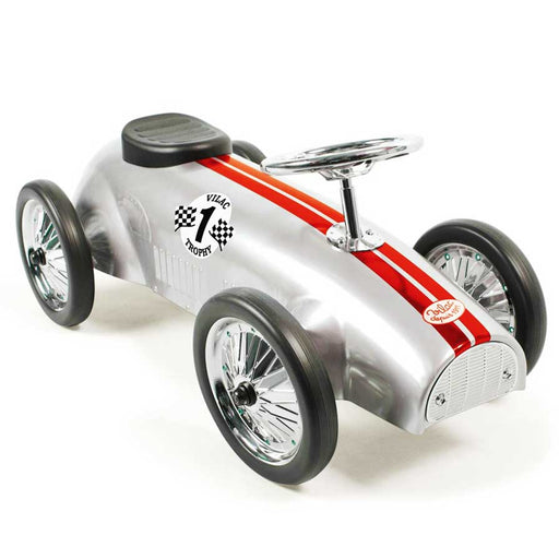 Kids Speedster Vintage Racer Metal Ride On Push Car | Silver Bullet