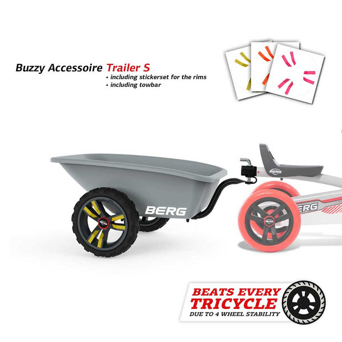 Berg Buzzy Beatz Kids Pedal Powered Go Kart | Grey, Red & White