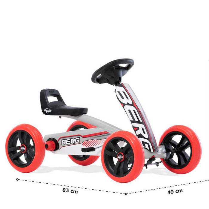 Berg Buzzy Beatz Kids Pedal Powered Go Kart | Grey, Red & White