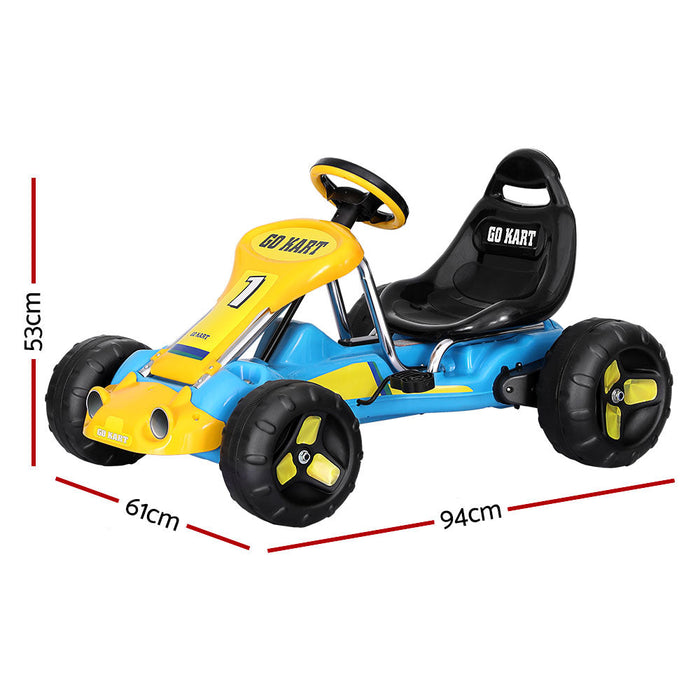 Super Racer Kids Pedal Powered Go Kart | Blue/Yellow