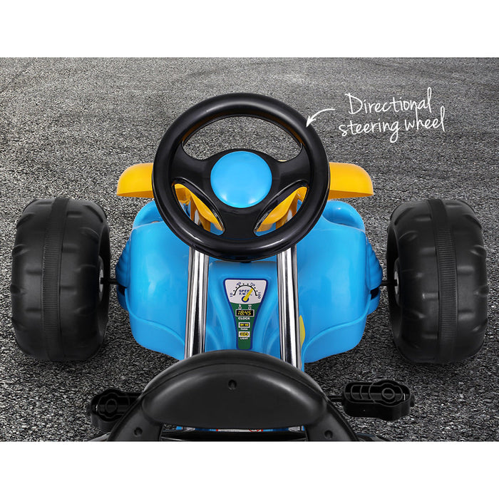 Super Racer Kids Pedal Powered Go Kart | Blue/Yellow