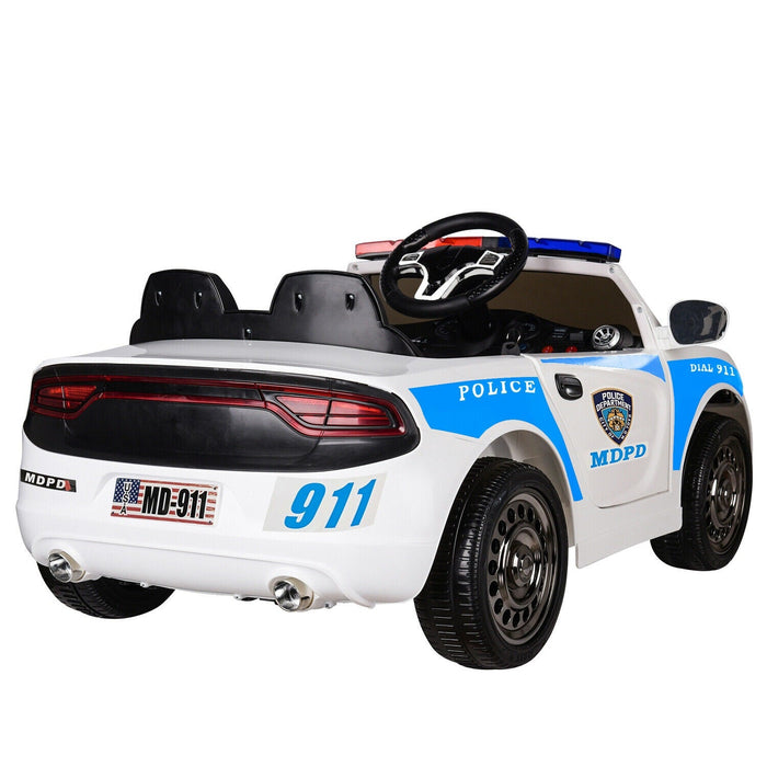 Ford Mustang GT350 Highway Patrol Inspired Kids Ride On Car | White/Blue