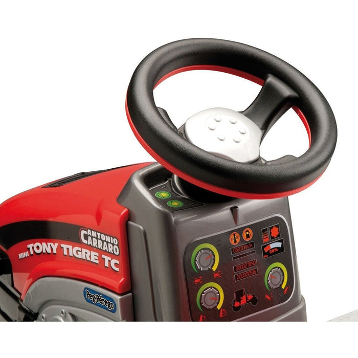 Peg Perego Mini Diesel Pedal Powered Kids Ride-On Tractor with Trailer | Red/Grey