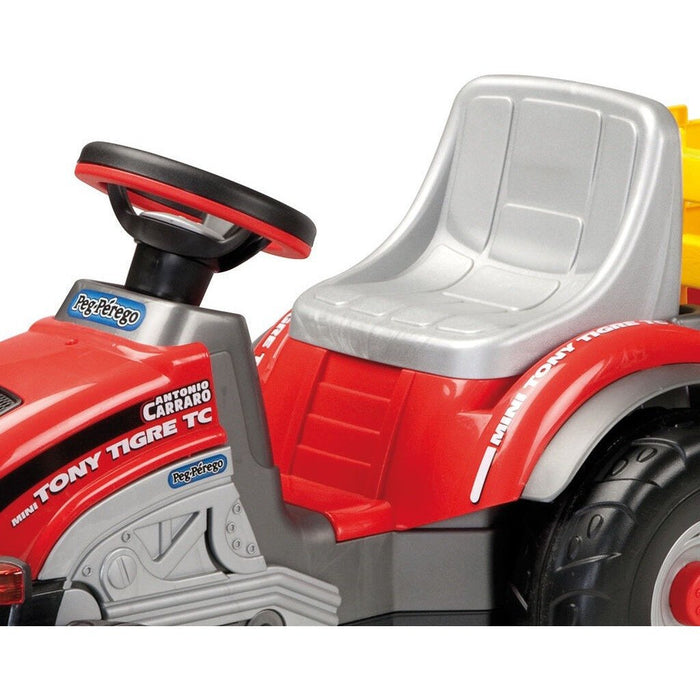 Peg Perego Mini Diesel Pedal Powered Kids Ride-On Tractor with Trailer | Red/Grey