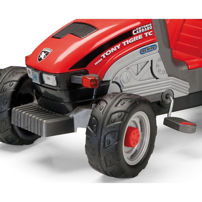 Peg Perego Mini Diesel Pedal Powered Kids Ride-On Tractor with Trailer | Red/Grey