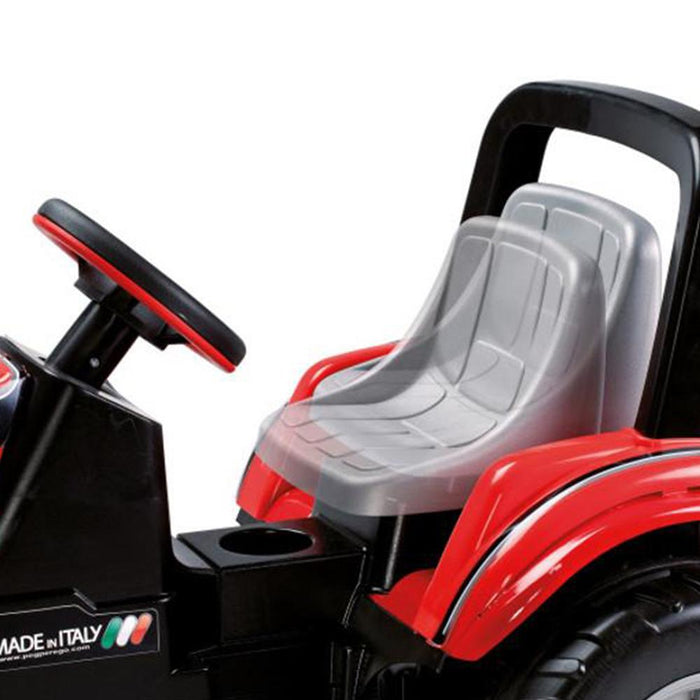 Peg Perego Maxi Diesel Pedal Powered Kids Tractor with Trailer | Red/Grey