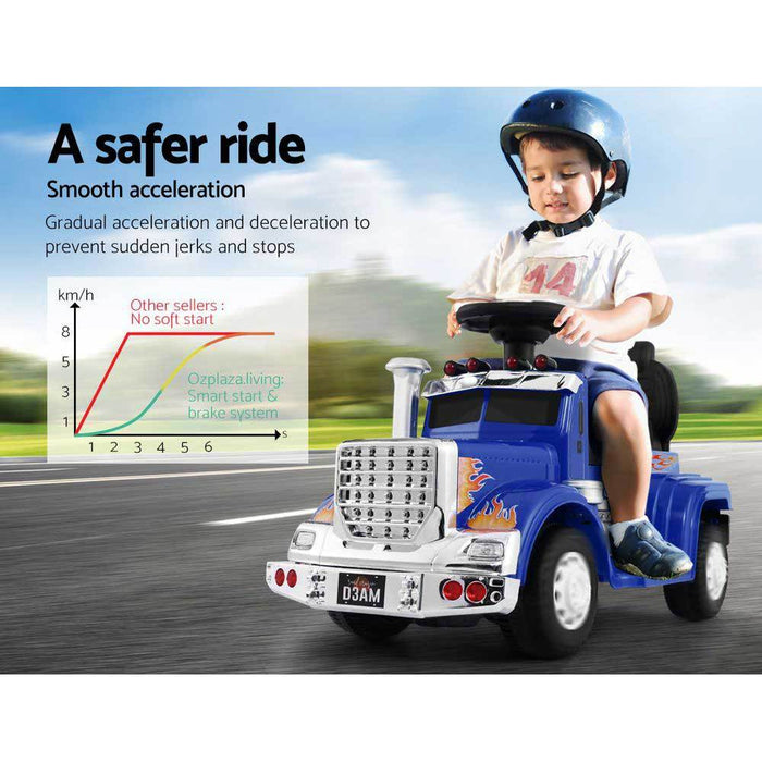 Big Rig Truck Deluxe Kids Ride On Car | Blue