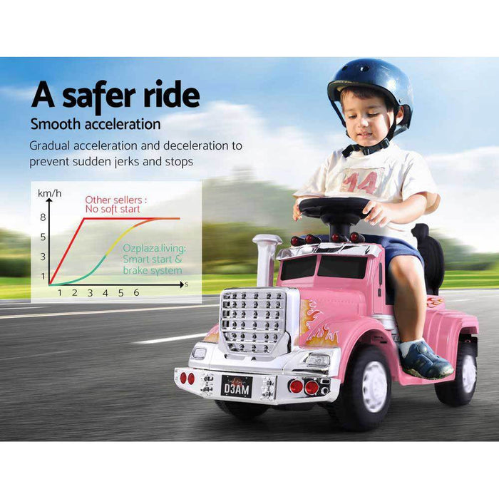 Big Rig Truck Deluxe Kids Ride On Car | Pink