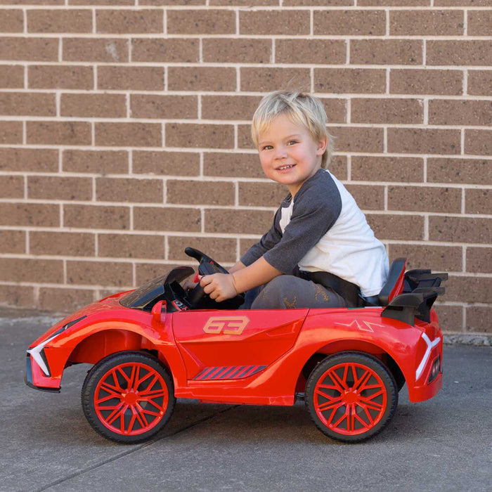 Lamborghini Sian Inspired Kids Ride On Car with Parental Remote Control Rossa Red