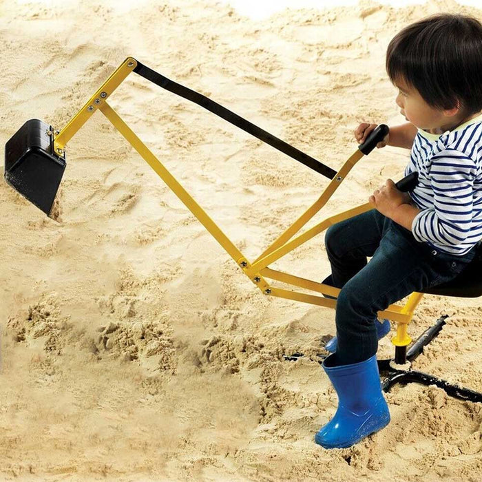 Construction Inspired Kids Ride On Metal Sand Digger Backyard Sandpit Toy | Yellow