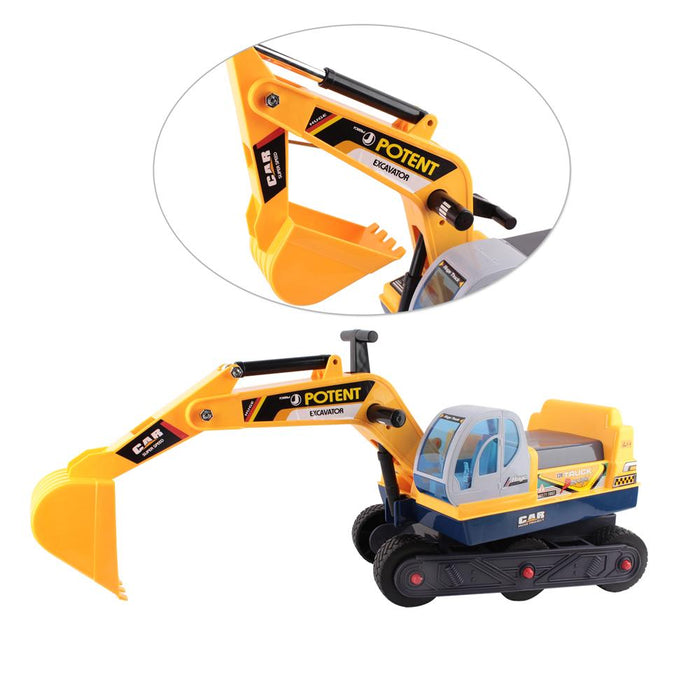 Construction Inspired Kids Ride On Car Excavator with Helmet | Yellow