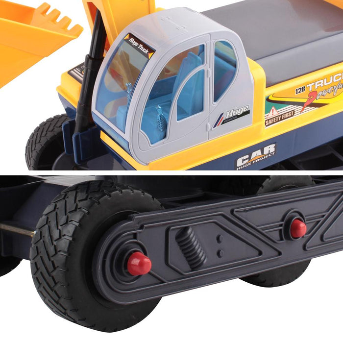 Construction Inspired Kids Ride On Car Excavator with Helmet | Yellow