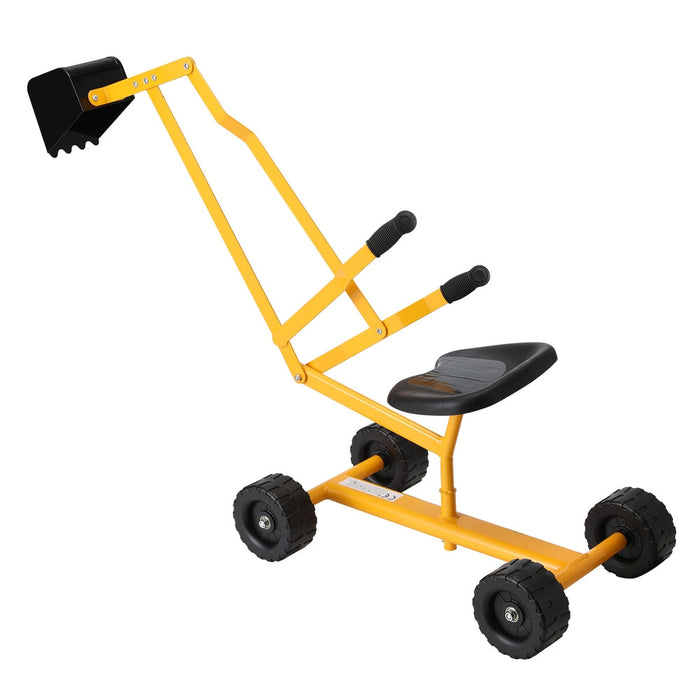 Construction Inspired Kids Ride On Metal Sand Digger Backyard Sandpit Toy with Wheels | Yellow