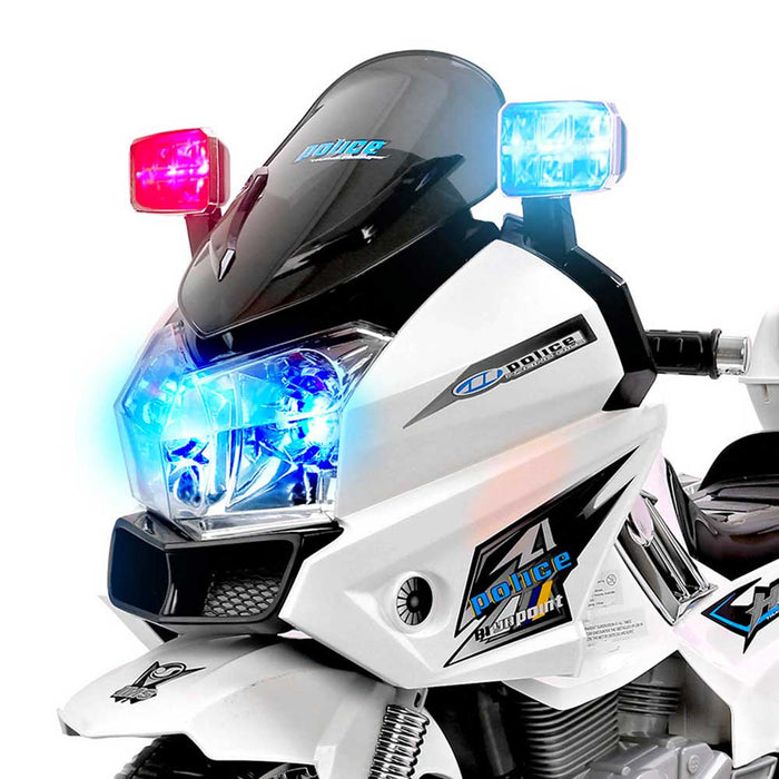 Deluxe Police Inspired Kids Ride On Motorcycle | White