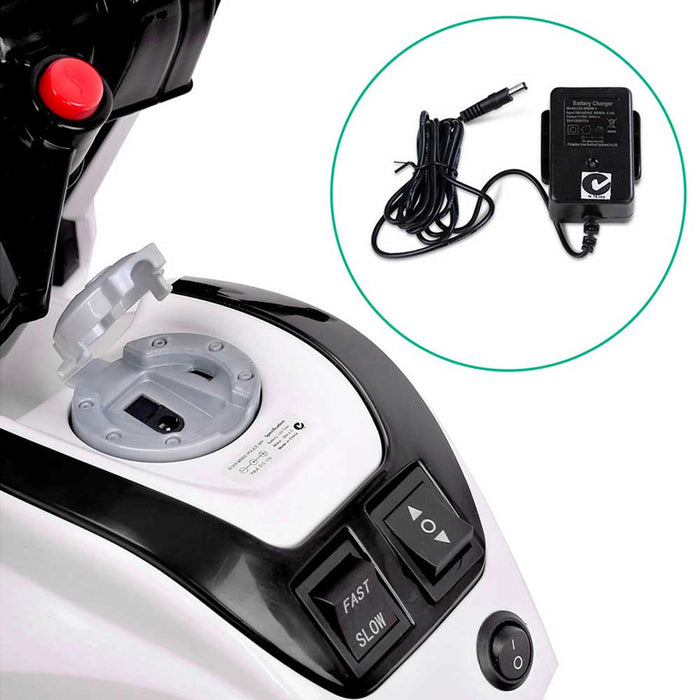 Deluxe Police Inspired Kids Ride On Motorcycle | White
