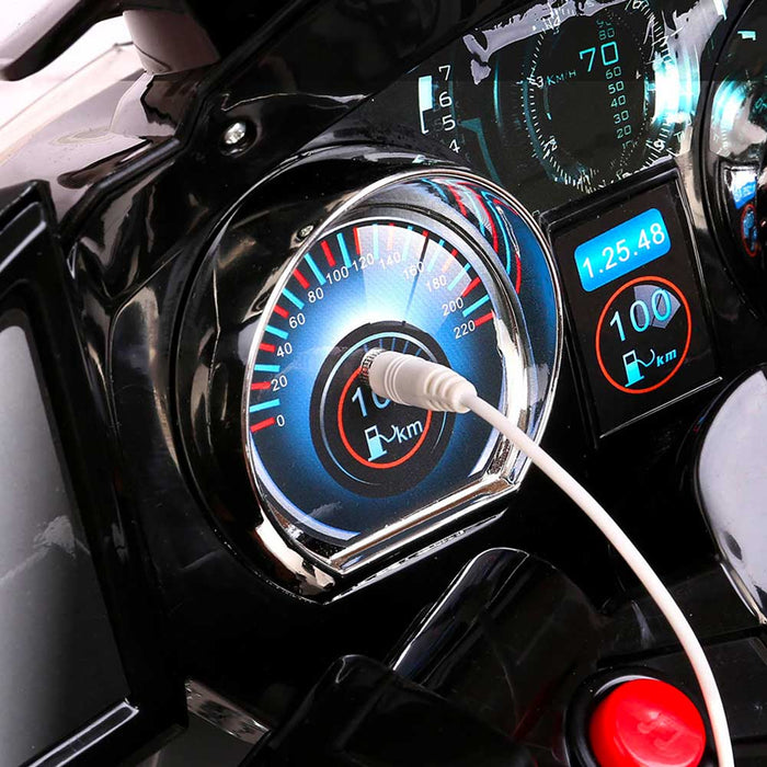 Deluxe Police Inspired Kids Ride On Motorcycle | White