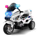 Deluxe Police Inspired Kids Ride On Motorcycle | White
