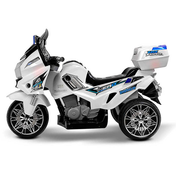 Deluxe Police Inspired Kids Ride On Motorcycle | White