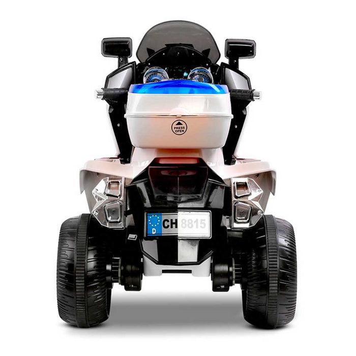 Deluxe Police Inspired Kids Ride On Motorcycle | White