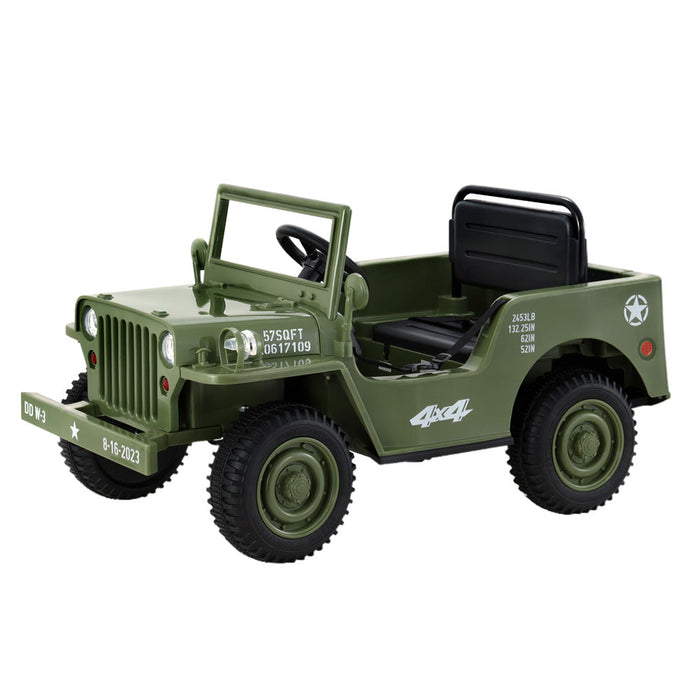 Willy's ARMY Jeep Inspired Kids Ride On Car with Remote Control | ARMY Green