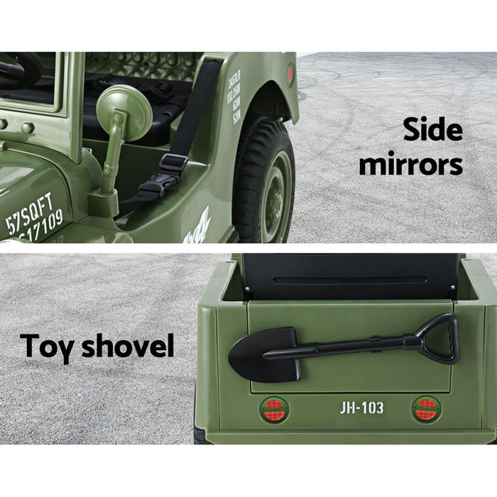 Willy's ARMY Jeep Inspired Kids Ride On Car with Remote Control | ARMY Green
