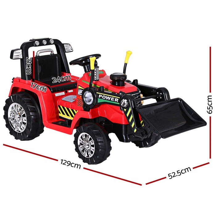 Construction Bulldozer Digger Inspired Kids Ride On Electric Car with Remote Control | Red