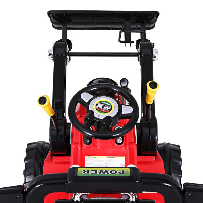 Construction Bulldozer Digger Inspired Kids Ride On Electric Car with Remote Control | Red