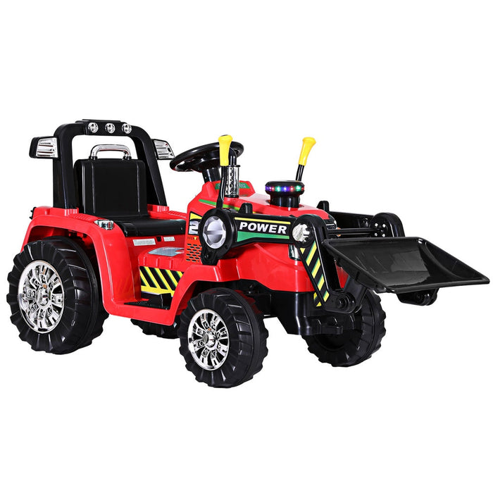 Construction Bulldozer Digger Inspired Kids Ride On Electric Car with Remote Control | Red