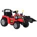 Construction Bulldozer Digger Inspired Kids Ride On Electric Car with Remote Control | Red