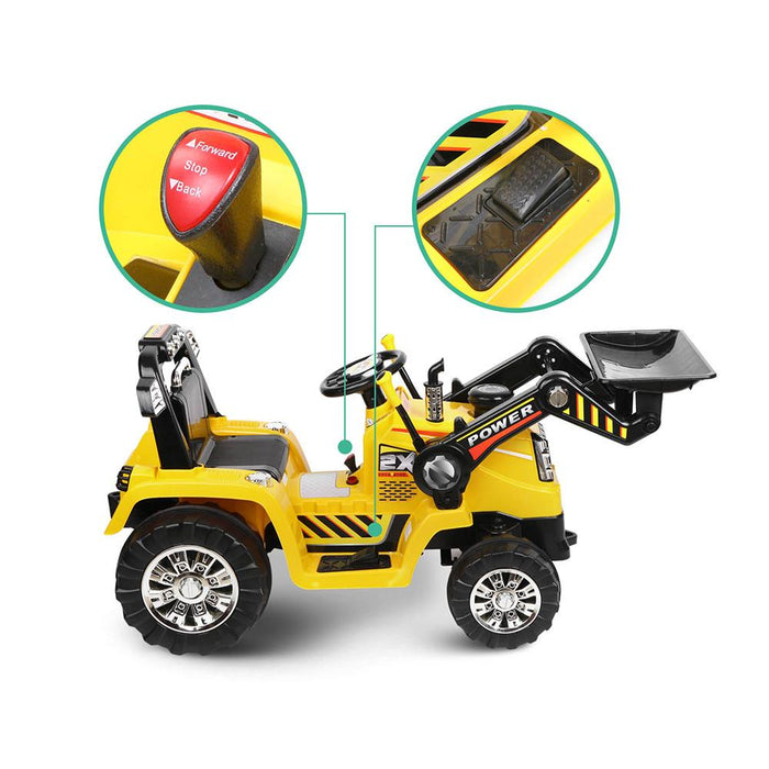 Bulldozer Digger Inspired Kids Ride On Electric Car with Remote Control | Yellow