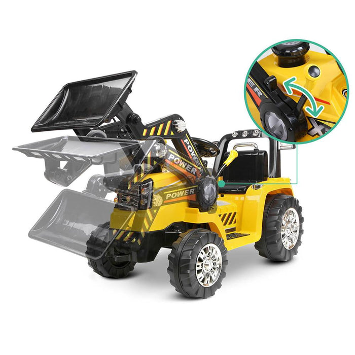 Bulldozer Digger Inspired Kids Ride On Electric Car with Remote Control | Yellow