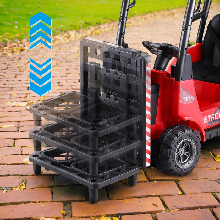 Kids Forklift Ride On Car with Working Mast Lift & Remote Control | True Red