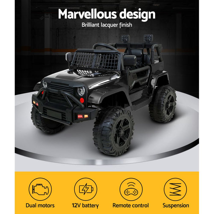 Jeep Inspired Kids Ride On Car with Remote Control | Stealth Black
