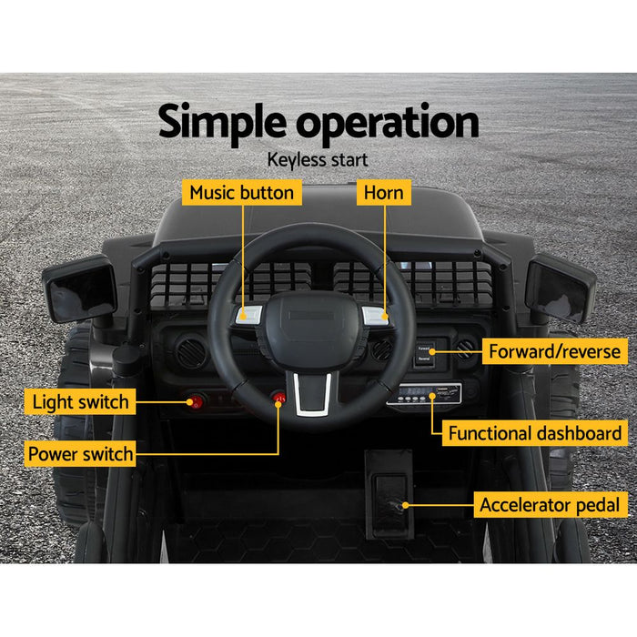 Jeep Inspired Kids Ride On Car with Remote Control | Stealth Black