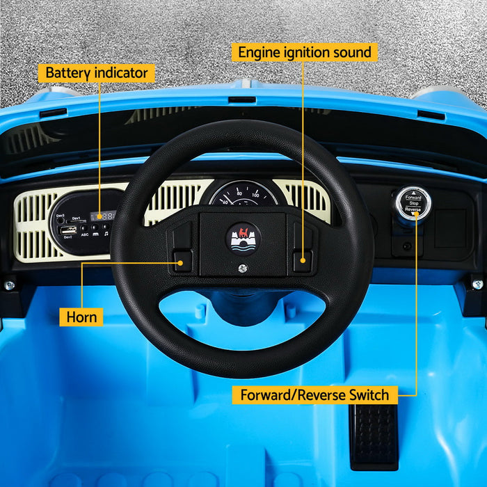Volkswagon VW Beetle Officially Licensed Kids Ride On Car with Remote Control | Ocean Blue