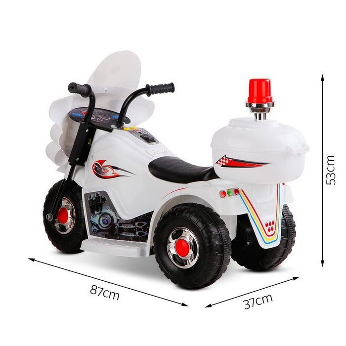 Police Inspired Kids Ride On Motorcycle | White