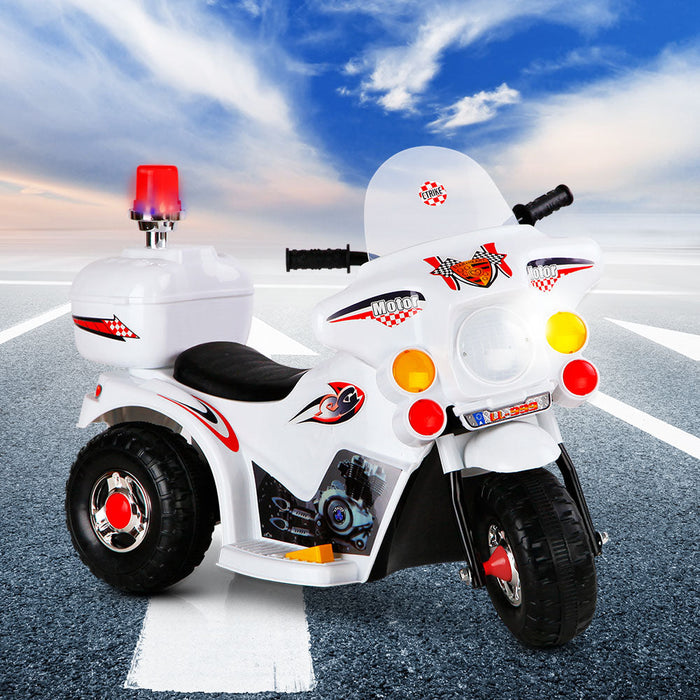 Police Inspired Kids Ride On Motorcycle | White