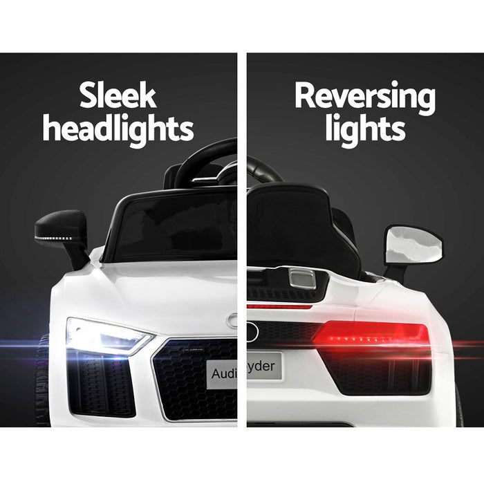Audi R8 Spyder Licensed Kids Ride On Car with Remote Control | White