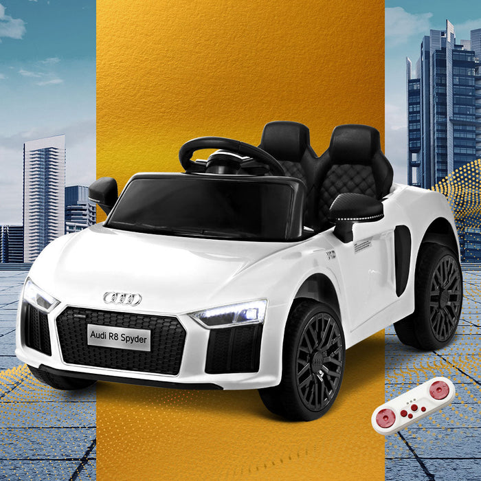 Audi R8 Spyder Licensed Kids Ride On Car with Remote Control | White