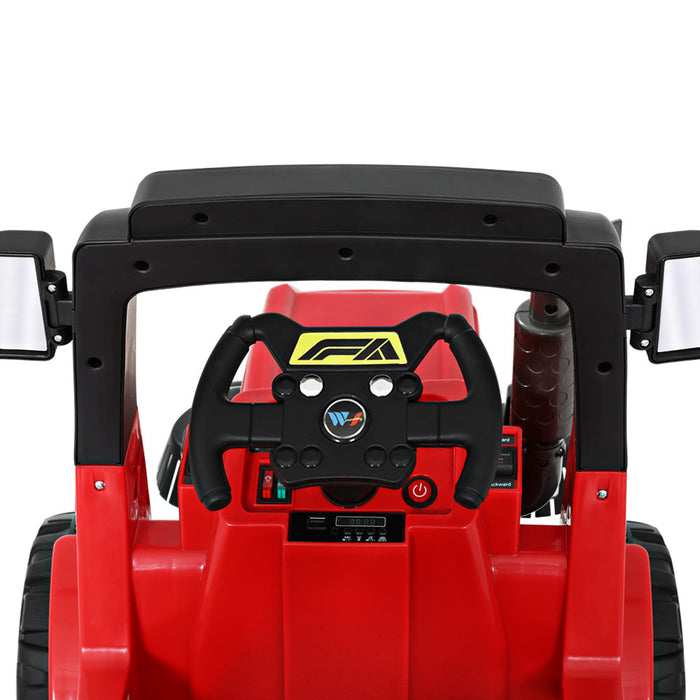 Street Cleaning Inspired Kids Ride On Car Truck with Rotating Brushes & Remote Control | Rubbish Collection Red