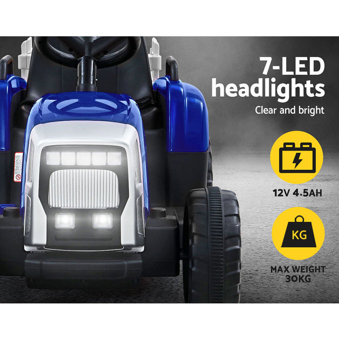 Tractor with Detachable Trailer Kids Ride On Electric Car | Royal Blue