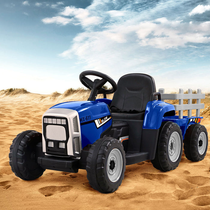 Tractor with Detachable Trailer Kids Ride On Electric Car | Royal Blue