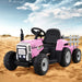 Tractor with Detachable Trailer Kids Ride On Electric Car | Powder Pink